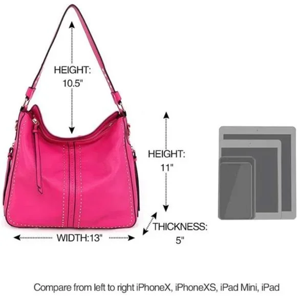 Montana West Hobo Handbag for Women Large Purses with Studs and Crossbody Strap - Picture 5 of 5